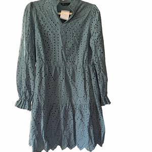 Blue Eyelet Long Sleeve Dress NWT by PrettyGarden.